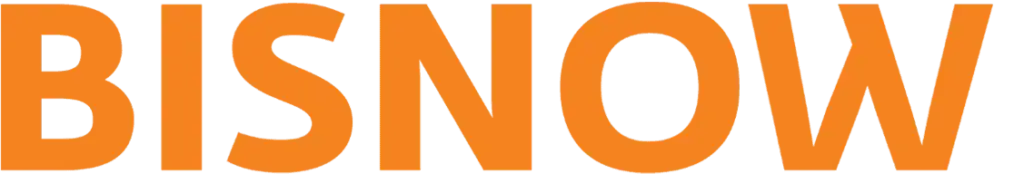 The image shows the word "BISNOW" in large, bold, orange capital letters on a white background.