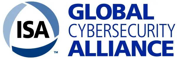 ISA logo with a blue and gray circle on the left and the words "GLOBAL CYBERSECURITY ALLIANCE" in bold blue text on the right.