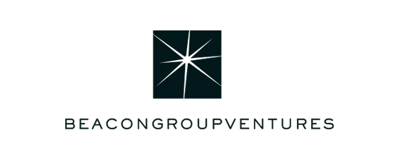 A black square logo with a white starburst in the center. Below the logo, the text reads "BEACONGROUPVENTURES" in uppercase letters.