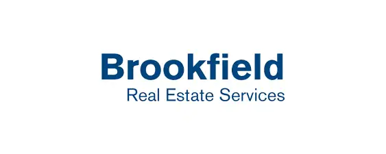 Logo with the words "Brookfield Real Estate Services" in blue text on a white background.