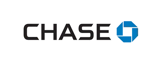 Chase logo featuring the word "CHASE" in black letters next to a blue octagonal emblem.