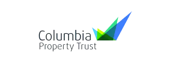 Columbia Property Trust logo with multicolored overlapping triangles forming a geometric shape above the company name in modern, dark text on a light background.