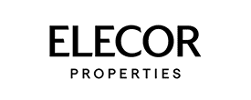 Black text on a light gray background reading "ELECOR PROPERTIES" in capital letters, with "ELECOR" in larger bold font above the smaller word "PROPERTIES.
