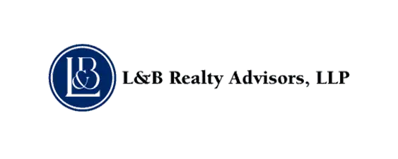 Logo of L&B Realty Advisors, LLP, featuring a blue circle with white "L&B" initials on the left and the company name in black text on the right.