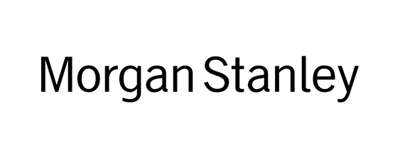 The image shows the words "Morgan Stanley" in black text on a light gray background.