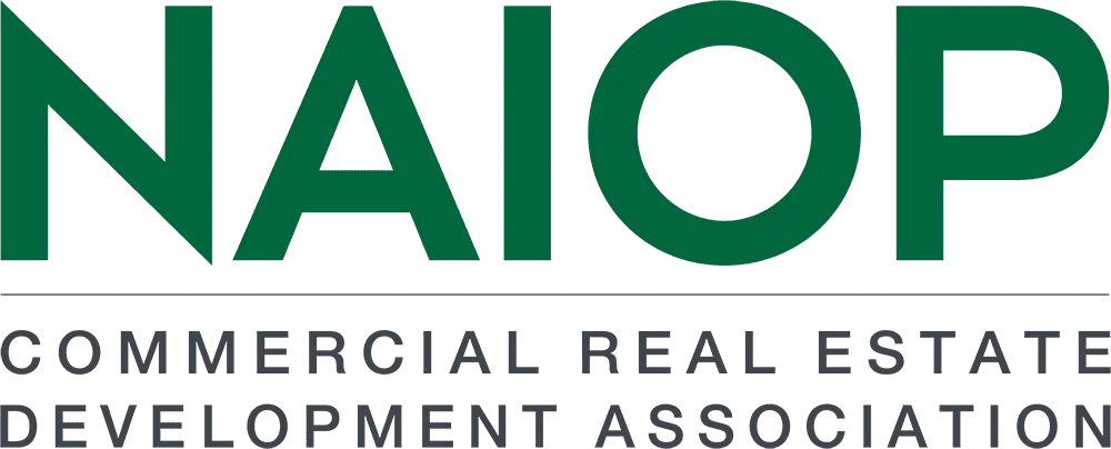 NAIOP logo with green bold letters above the text "Commercial Real Estate Development Association" in gray, all on a white background.