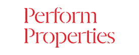 Red text on a light gray background reads "Perform Properties" in a modern, serif font.