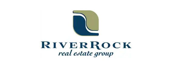 RiverRock real estate group logo with abstract blue and olive shapes above the company name in dark blue text on a white background.