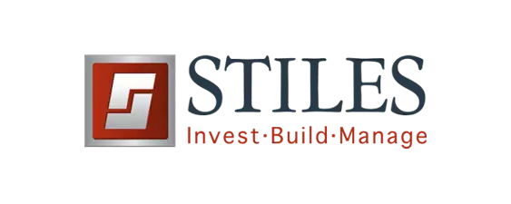 Stiles logo with a stylized "S" in a red square on the left. To the right, "STILES" in blue and "Invest • Build • Manage" in red below.