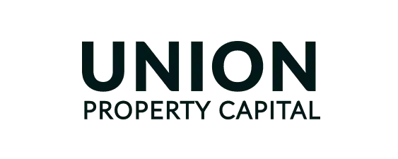 The image displays the logo for Union Property Capital, with the company name in bold black letters on a light gray background.